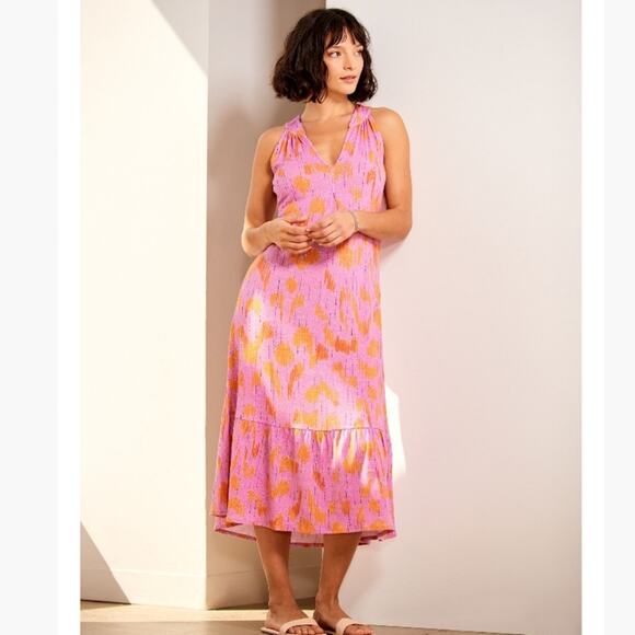 NWT Nic & Zoe Linen Blend Floral Tiered Sleeveless Midi Dress Pink Multi XL - Picture 1 of 15